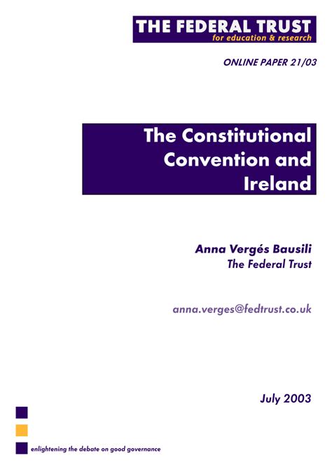Pdf The Constitutional Convention And Ireland