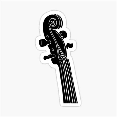 Violin Scroll Pen Graphic Design Full Lenght Dark Version Sticker For