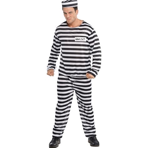 Amscan Jail Bird Convict Prisoner Halloween Costume For Men Standard