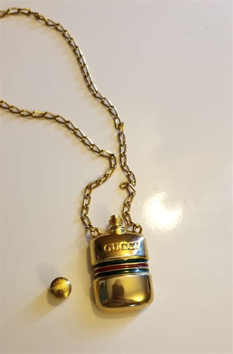 Vintage Gucci Perfume Bottle Necklace Gold Tone Etsy España Bottle