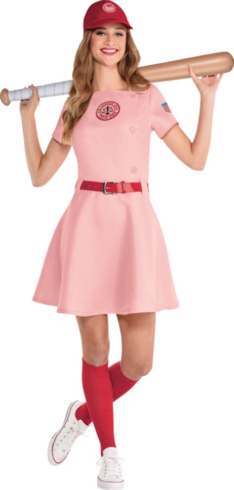 women s a league of their own rockford peaches pink dress with hat and socks halloween costume