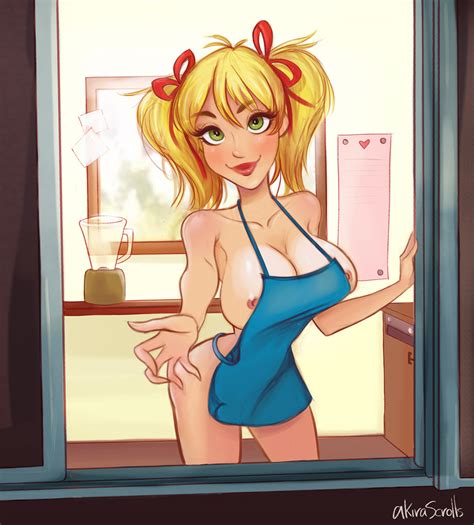 rule 34 akirascrolls apron areolae big breasts blonde hair breasts female female only green