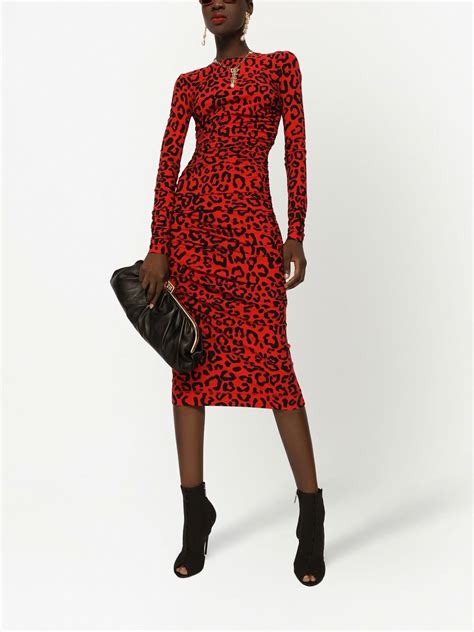 Dolce And Gabbana Leopard Print Midi Dress Farfetch