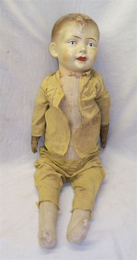 Large 30 Antique Composition Head Cloth Body Boy Doll In Wwi Soldier