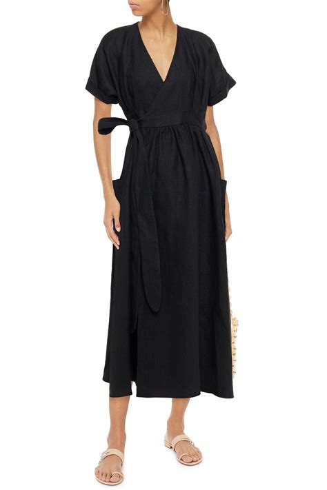 Mara Hoffman Ingrid Gathered Hemp Midi Wrap Dress Sale Up To Off The Outnet