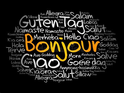 Salutation De Bonjour Bonjour En Nuage Français De Mot Dans Différentes