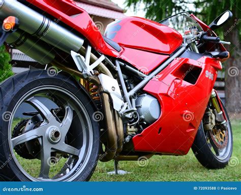 Red Ducati 996s Motorcycle In A Garden Editorial Stock Photo Image Of