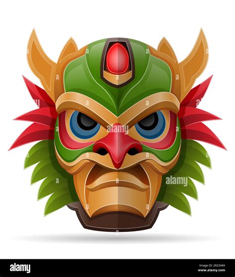 Tiki Mask Hawaiian Ancient Tropical Totem Head Face Idol Made Of Wood