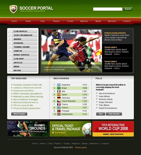 Soccer Website Template 19539