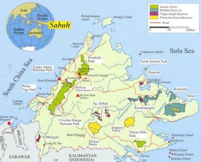 Sabah Maps Wonders Of Borneo Island Bike And Tours
