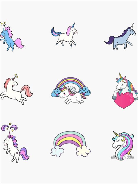 Unicorns And Rainbows Sticker Pack Sticker For Sale By Aliveinmiddle