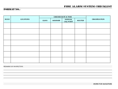 Printable Fire Alarm Log Sheet Template Printable Templates