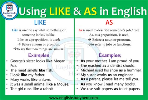 Using Like And As In English English Study Here