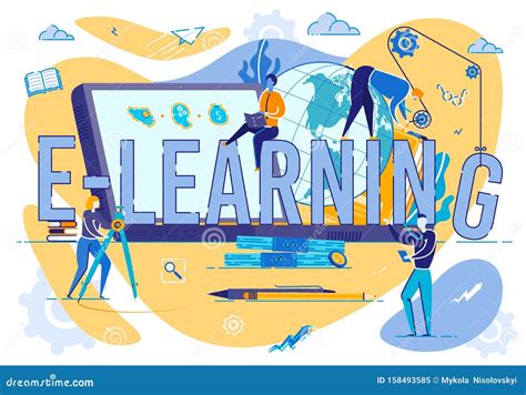 Training Young People Gain Knowledge From Internet Stock Vector