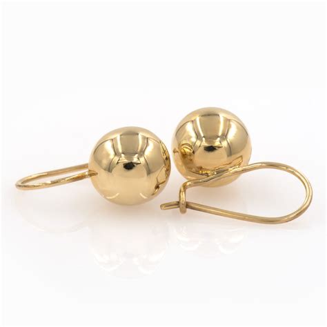 Gold Ball Dangle Earrings Gold 14k Ball Earrings Gold Dangle Earrings 10 Mm Ball Drop