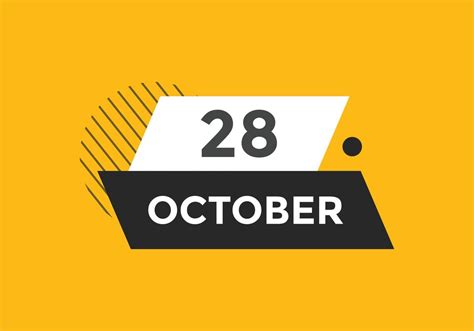 October 28 Calendar Reminder 28th October Daily Calendar Icon Template