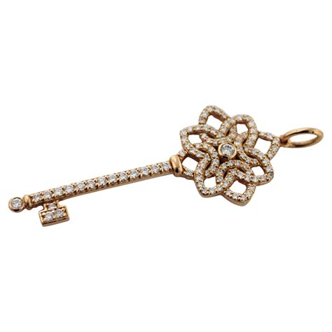 Tiffany And Co Vintage Oval Rose Gold Diamond Key Charm At Stdibs