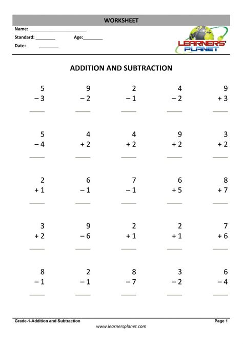 Free math worksheets for grade 1. 1st grade math addition subtraction worksheets