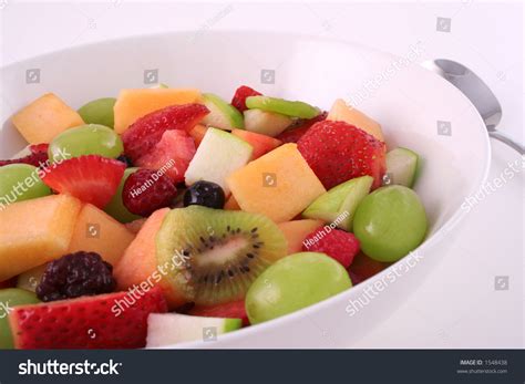 Bowl Fresh Fruit Salad Spoon Stock Photo 1548438 Shutterstock