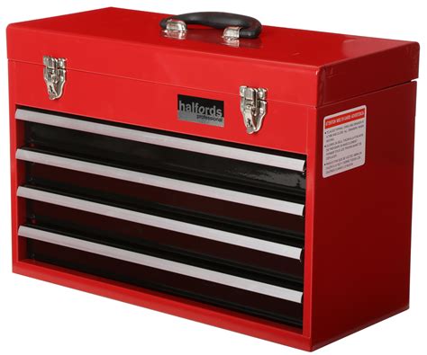 Halfords Professional Tool Chest Red 4 Drawer Metal Portable Friction