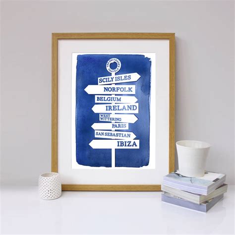 Personalised Travel Signpost Print By Katy Clemmans