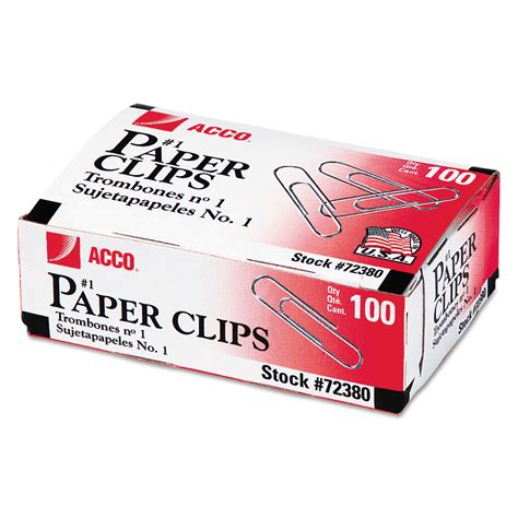 Acco Smooth Standard Paper Clip 1 Silver 100box 10 Boxespack