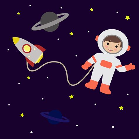 Astronaut In Space Cartoon Illustration Vector 2516856 Vector Art at ...