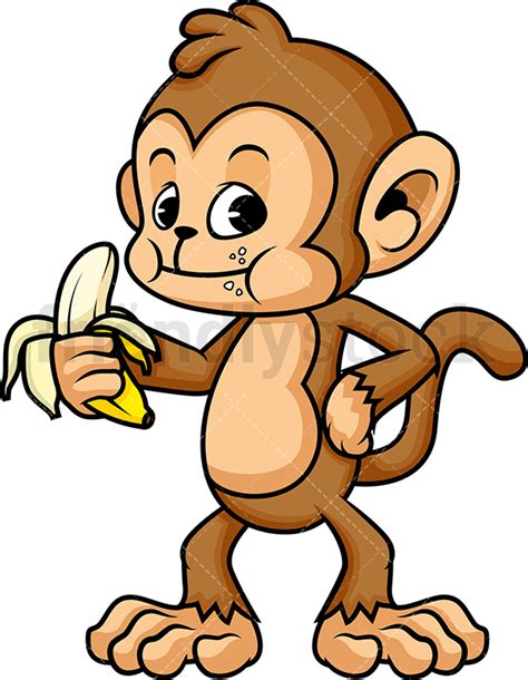 Monkey Eating Banana Cartoon Vector Clipart Friendlystock
