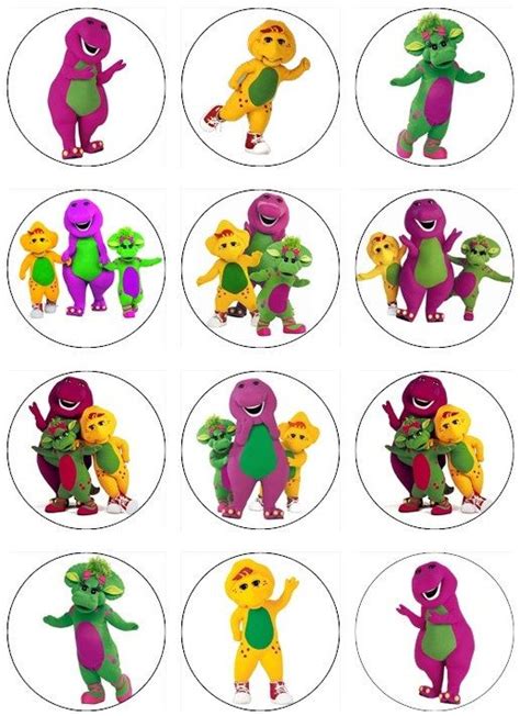 Edible BARNEY Cupcake Toppers 12 Edible Images For Cupcakes Cookies