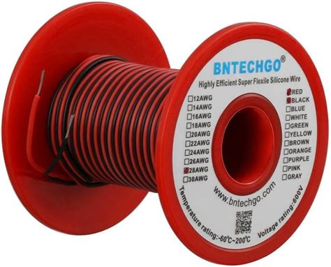 28 Gauge Silicone Wire Spool Red And Black Each 50ft Flexible Stranded