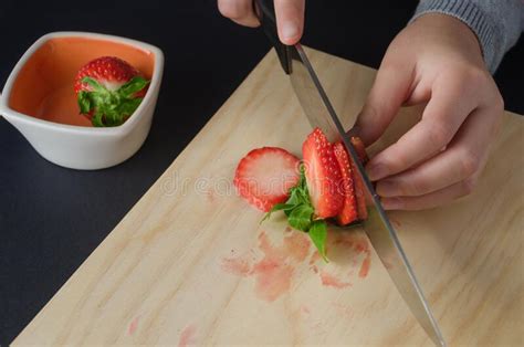 Cutting Strawberries Stock Image Image Of Blade Silver 18433101
