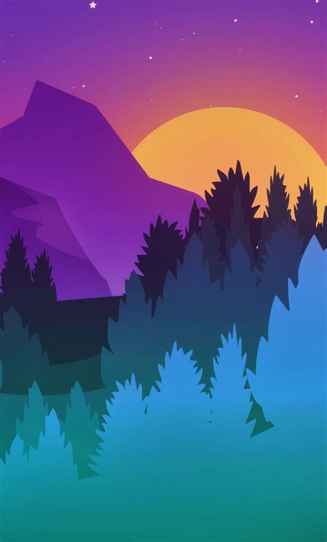 1280x2120 Stars Mountains Trees Colorful Minimalist Artwork Iphone 6