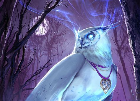 Magical Owl Owl Magdalena Radziej Moon Luminos Pasare Pendant