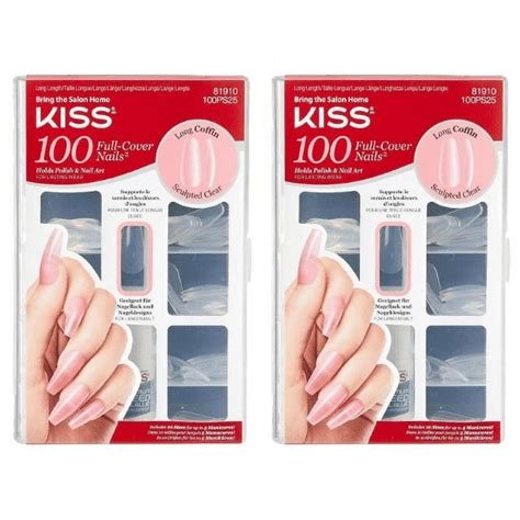 Kiss Salon Acrylic Natural Nails 100 Piece Kit Sculpted Clear