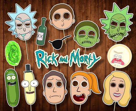 Rick And Morty Photo Booth Props Printable Party Decorations Etsy