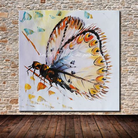 Hand Painted Colorful Butterfly Paintings Wall Painting Hang Picture On