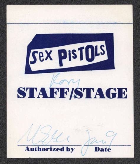 Sex Pistols Unused 1977 Us Tour ‘staffstage Backstage Pass Signed