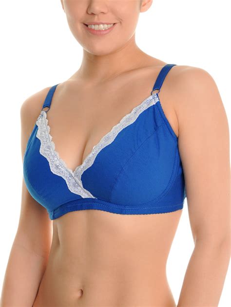 Angelina 3 Pack Cotton Soft Cup Bras With Lace Trim