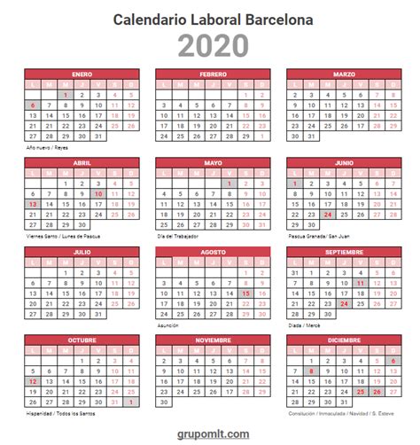 Calendario Laboral 2020 Catalunya Oficial Calendario