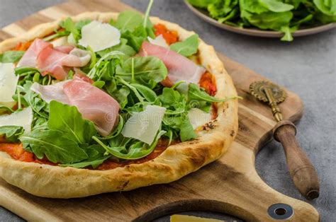 Rustic Parma Ham Pizza Stock Photo Image Of Chive Mozzarella 77565162