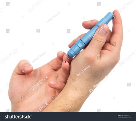 Diabetes Lancet In Hand Prick Finger To Make Punctures To Obtain Small