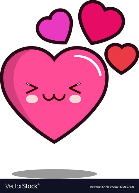 Emoticon Cute Love Heart Cartoon Character Icon Vector Image