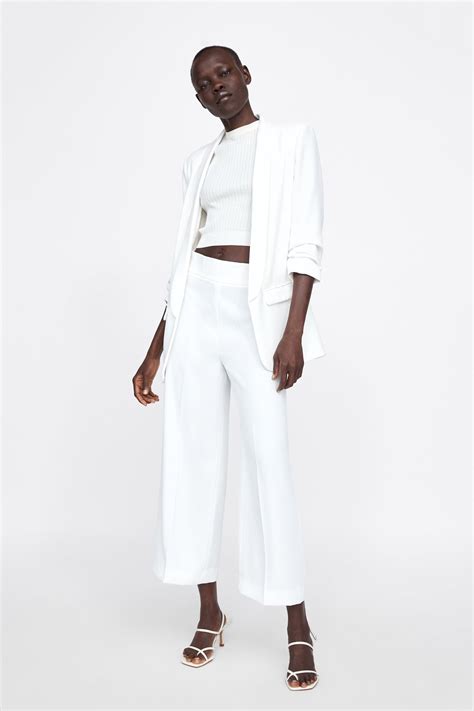 White Suit Zara High Waisted Pants White Trousers Pants For Women