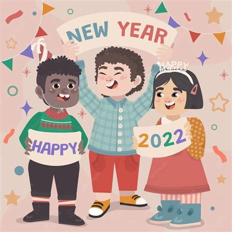 free vector people celebrating new year illustration