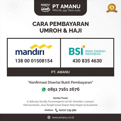 Syarat & Cara Pembayaran Umroh PT. Amanu
