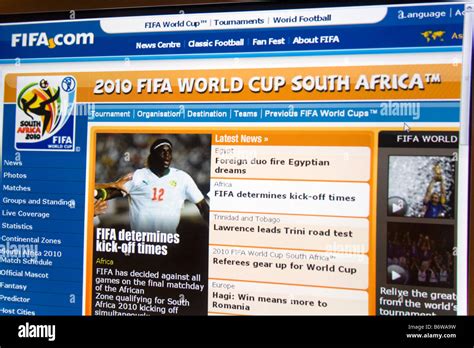Official Website Of The 2010 Fifa World Cup South Africa Stock Photo