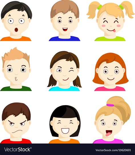 Kids With Different Emotions Set 1 Royalty Free Vector Image