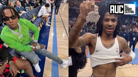 Moneybagg Yo Blesses Ja Morant With A Diamond Bread Gang Chain At