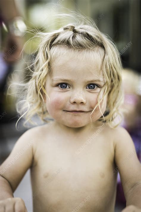 Smiling Toddler Girl Standing Outdoors Stock Image F0065742