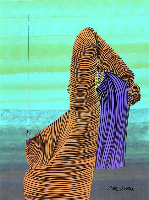 Orange Nude Woman By ArtGuru Acrylic On Paper Painting By